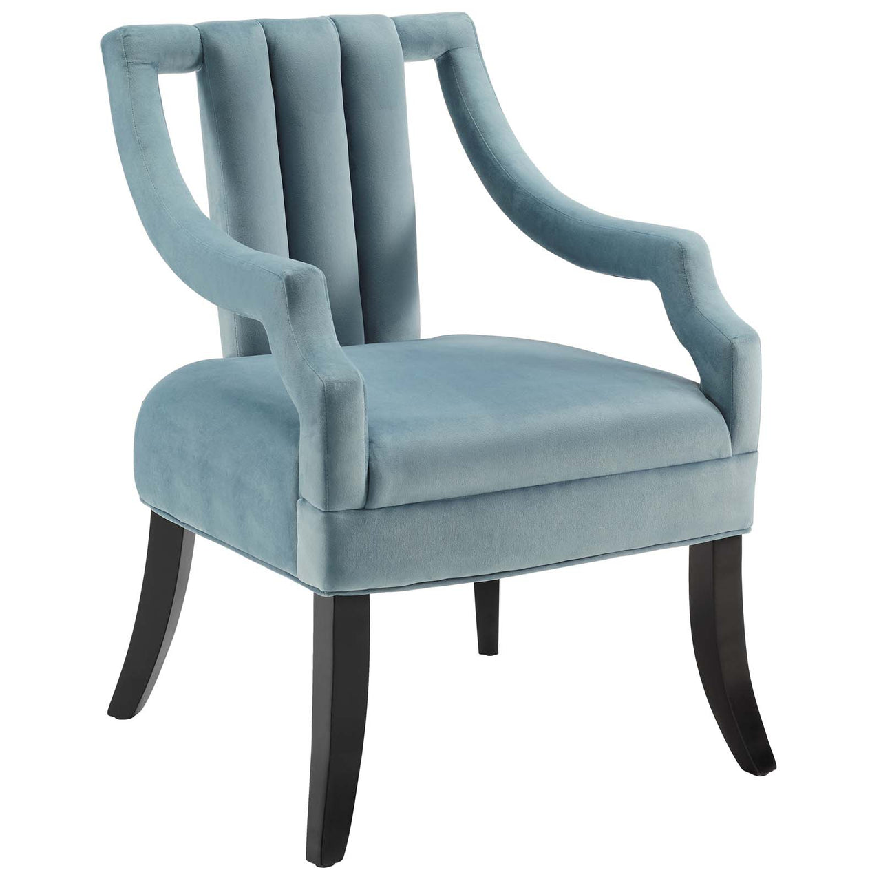 Inkwell Upholstered Velvet Armchair, Light Blue
