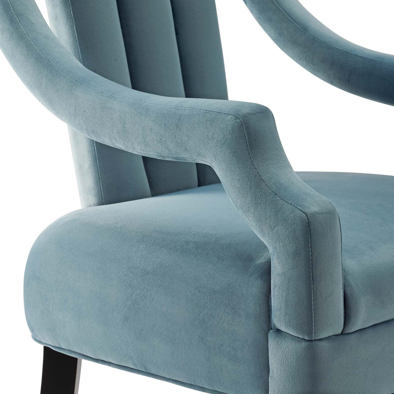 Inkwell Upholstered Velvet Armchair, Light Blue