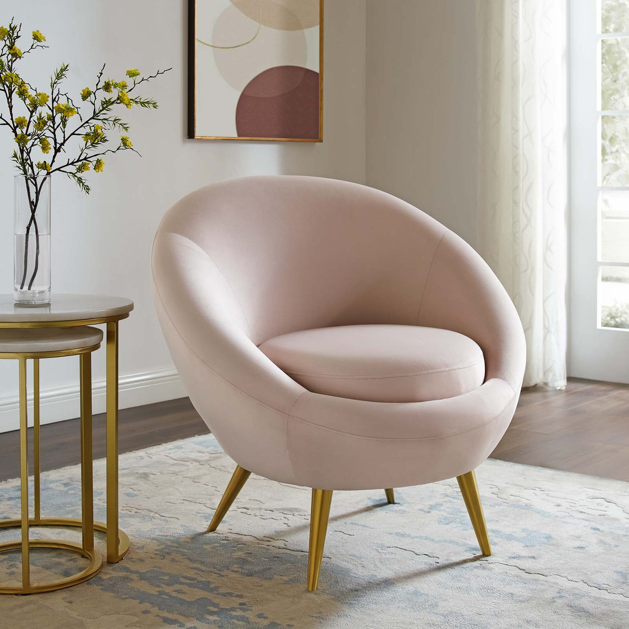 Silenna Velvet Accent Chair, Pink