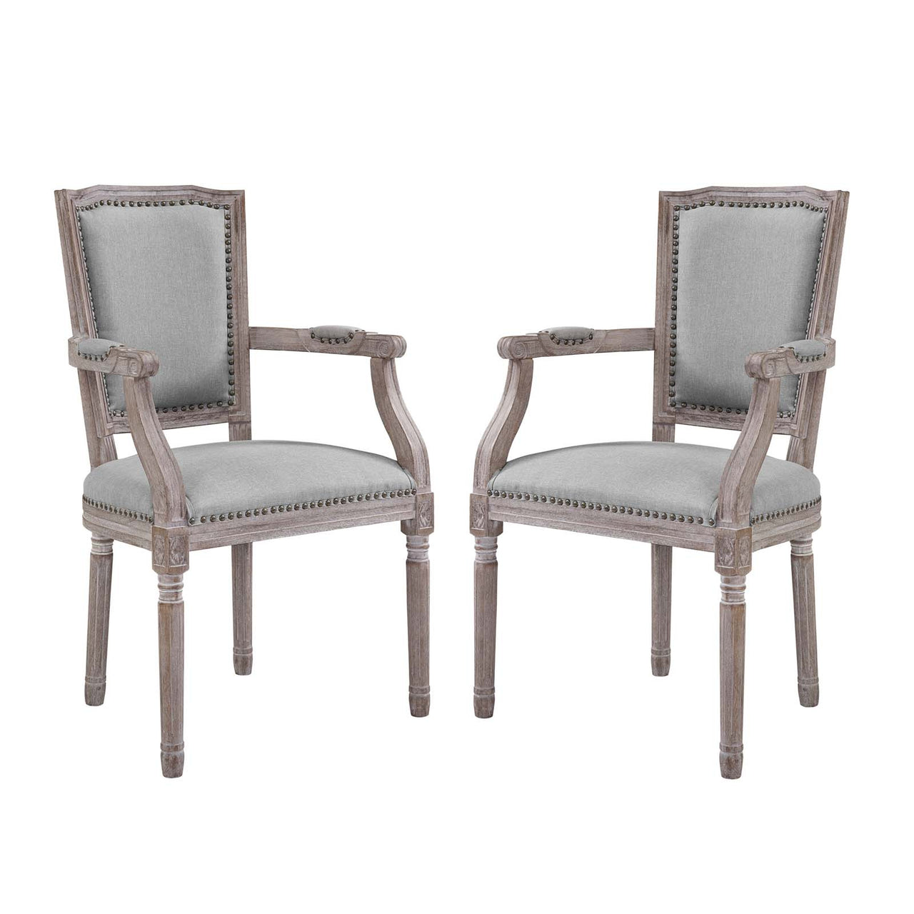 Tristelle Fabric Dining Chair Set of 2, Light Gray