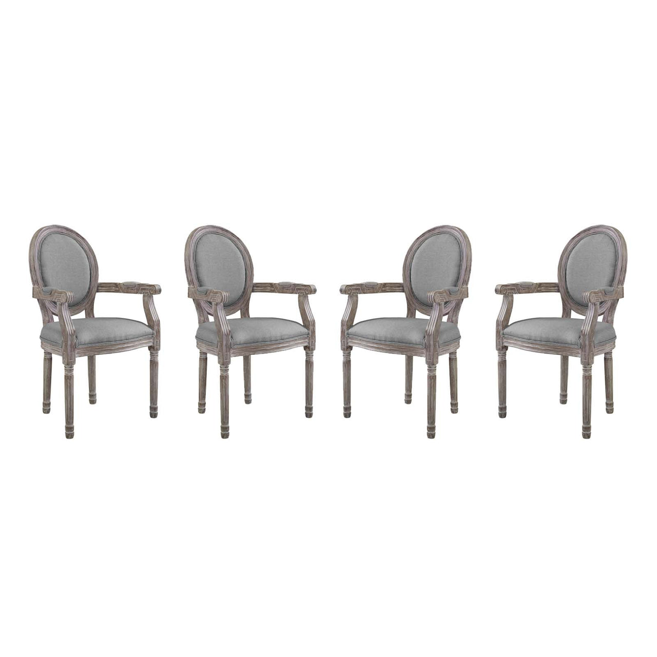 Savelle Fabric Dining Chair Set of 4, Light Gray