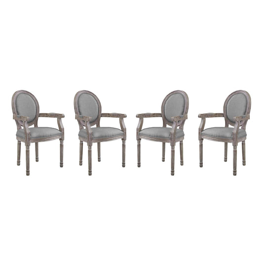Emanate Upholstered Fabric Dining Armchair Set of 4, Light Gray
