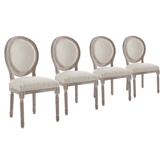 Emanate Upholstered Fabric Dining Side Chair Set of 4, Beige
