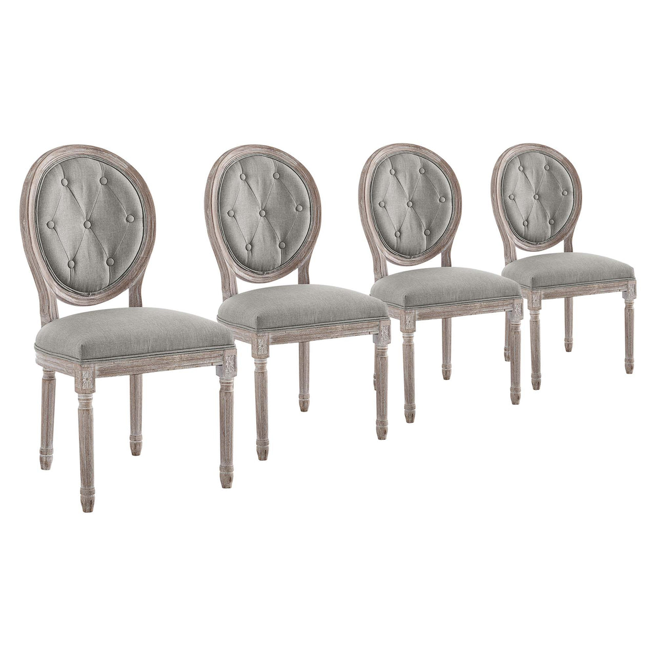 Genevre Upholstered Dining Chair Set of 4, Light Gray