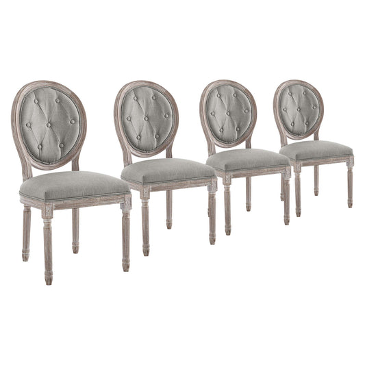 Arise Upholstered Fabric Dining Side Chair Set of 4, Light Gray