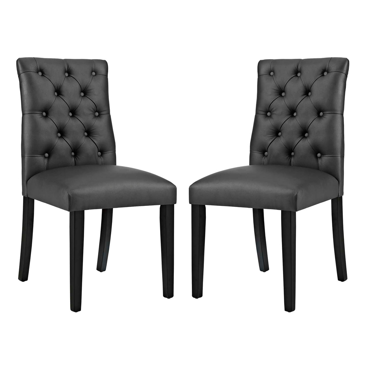 Heiress Upholstered Eco-Leather Dining Chair Set of 2, Black