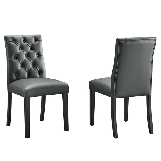 Heiress Upholstered Eco-Leather Dining Chair Set of 2, Gray
