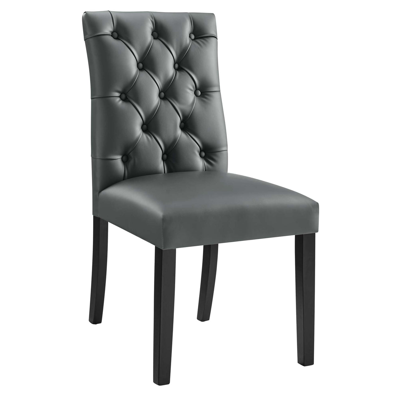 Heiress Upholstered Eco-Leather Dining Chair Set of 2, Gray