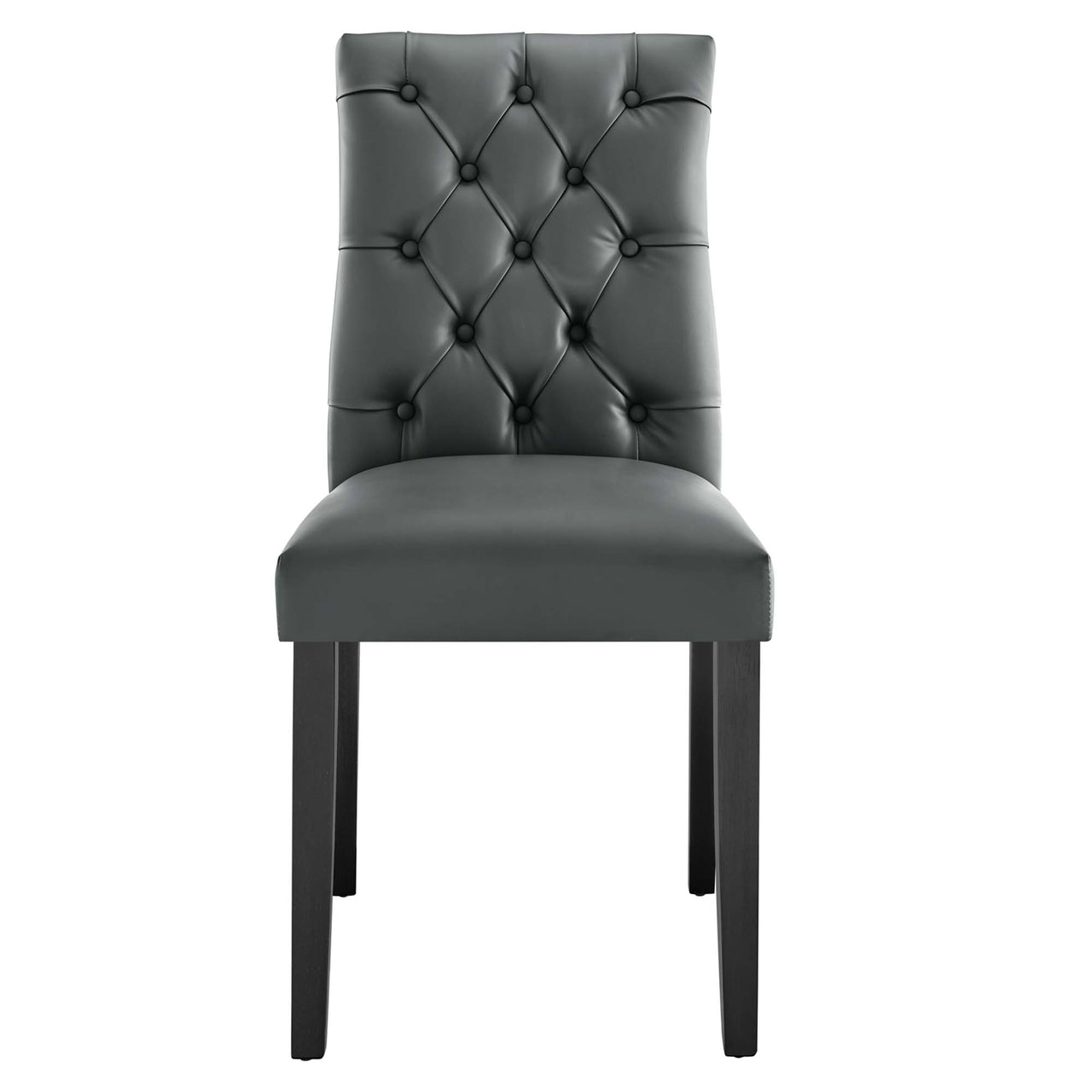 Heiress Upholstered Eco-Leather Dining Chair Set of 2, Gray