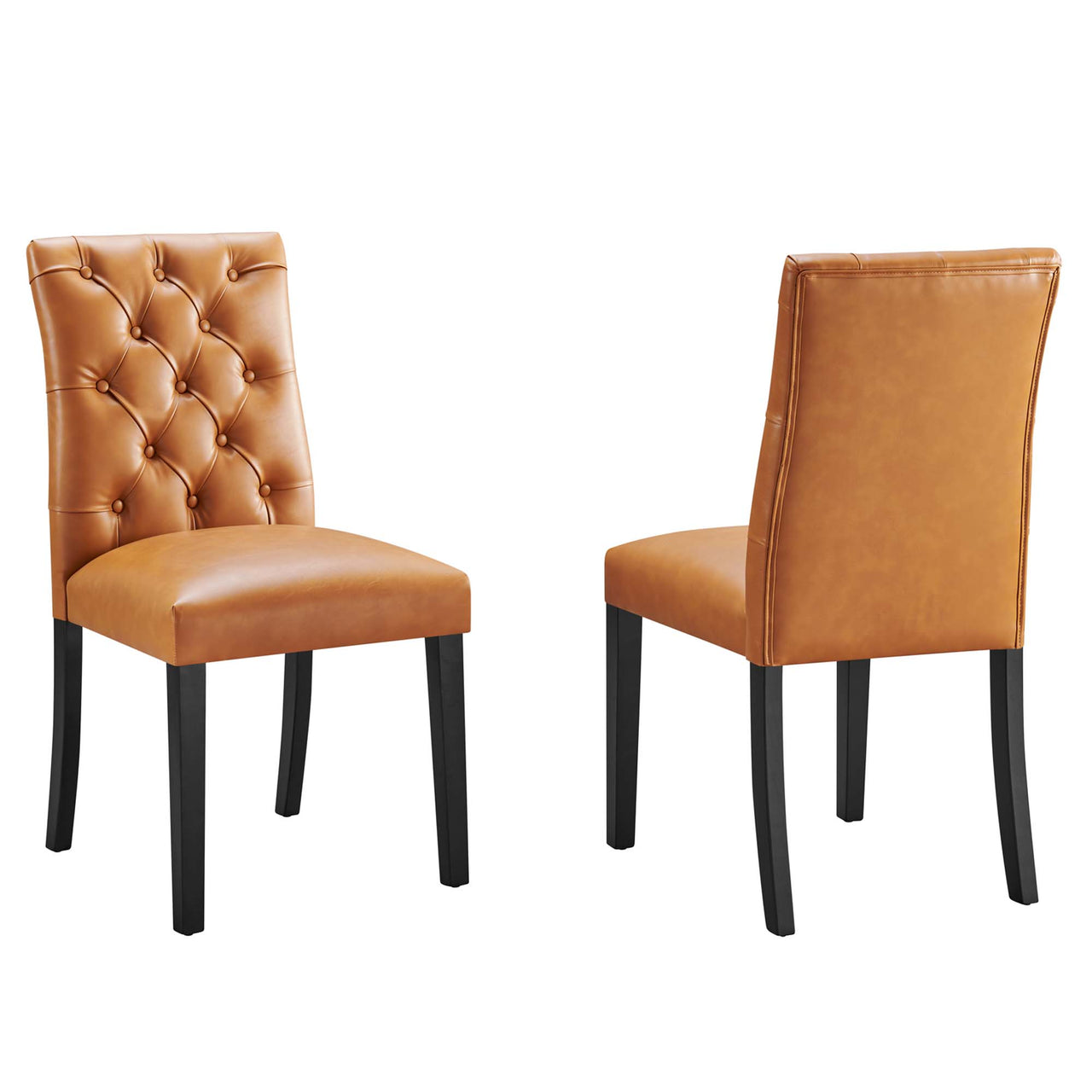 Heiress Upholstered Eco-Leather Dining Chair Set of 2, Tan