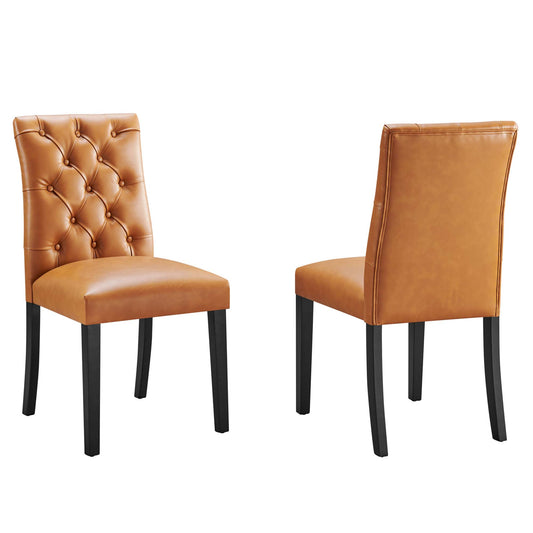 Heiress Upholstered Eco-Leather Dining Chair Set of 2, Tan