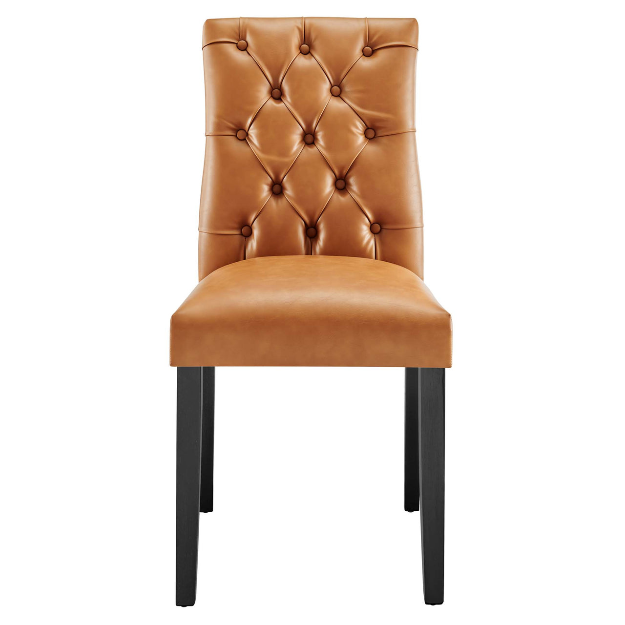 Heiress Upholstered Eco-Leather Dining Chair Set of 2, Tan