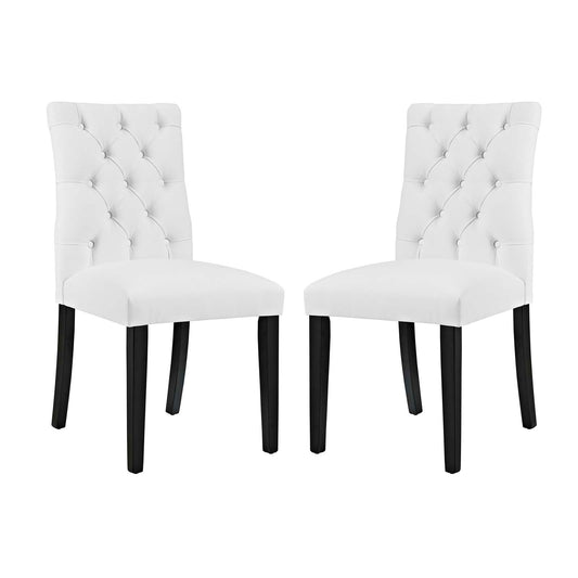 Heiress Upholstered Eco-Leather Dining Chair Set of 2, White