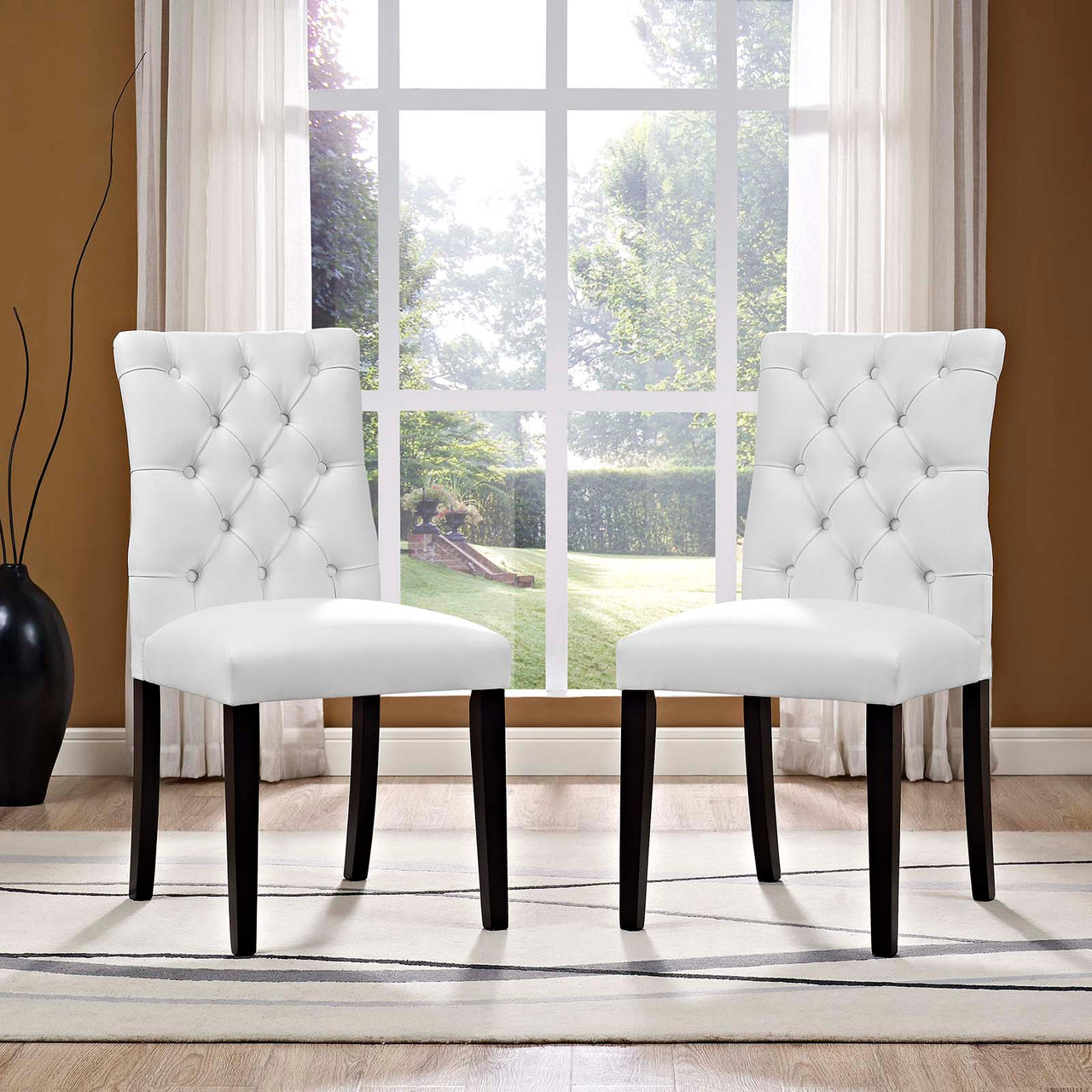 Heiress Upholstered Eco-Leather Dining Chair Set of 2, White