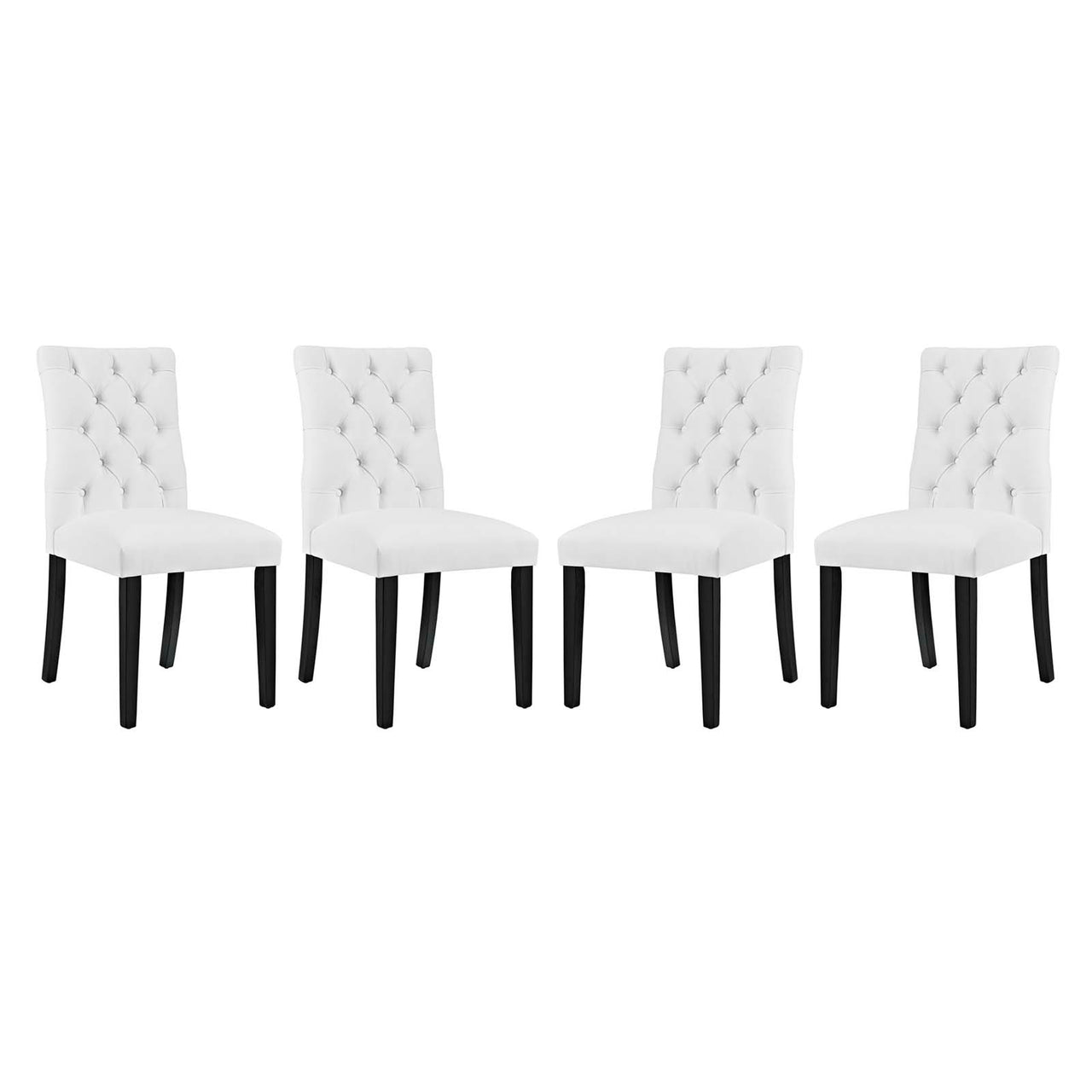 Heiress Upholstered Eco-Leather Dining Chair Set of 4, White