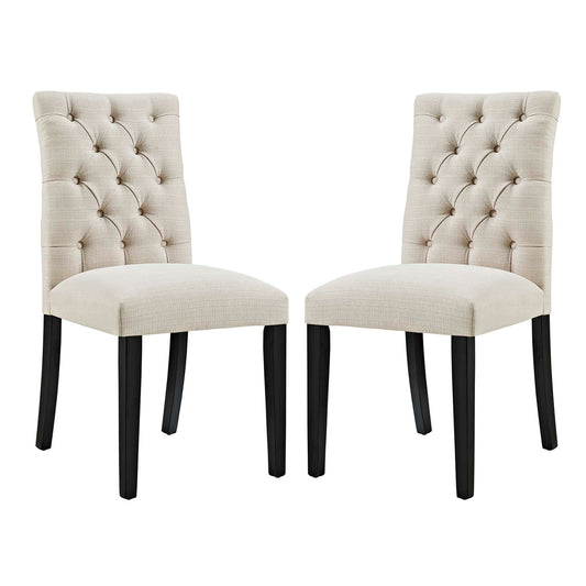 Heiress Upholstered Fabric Dining Chair Set of 2, Beige