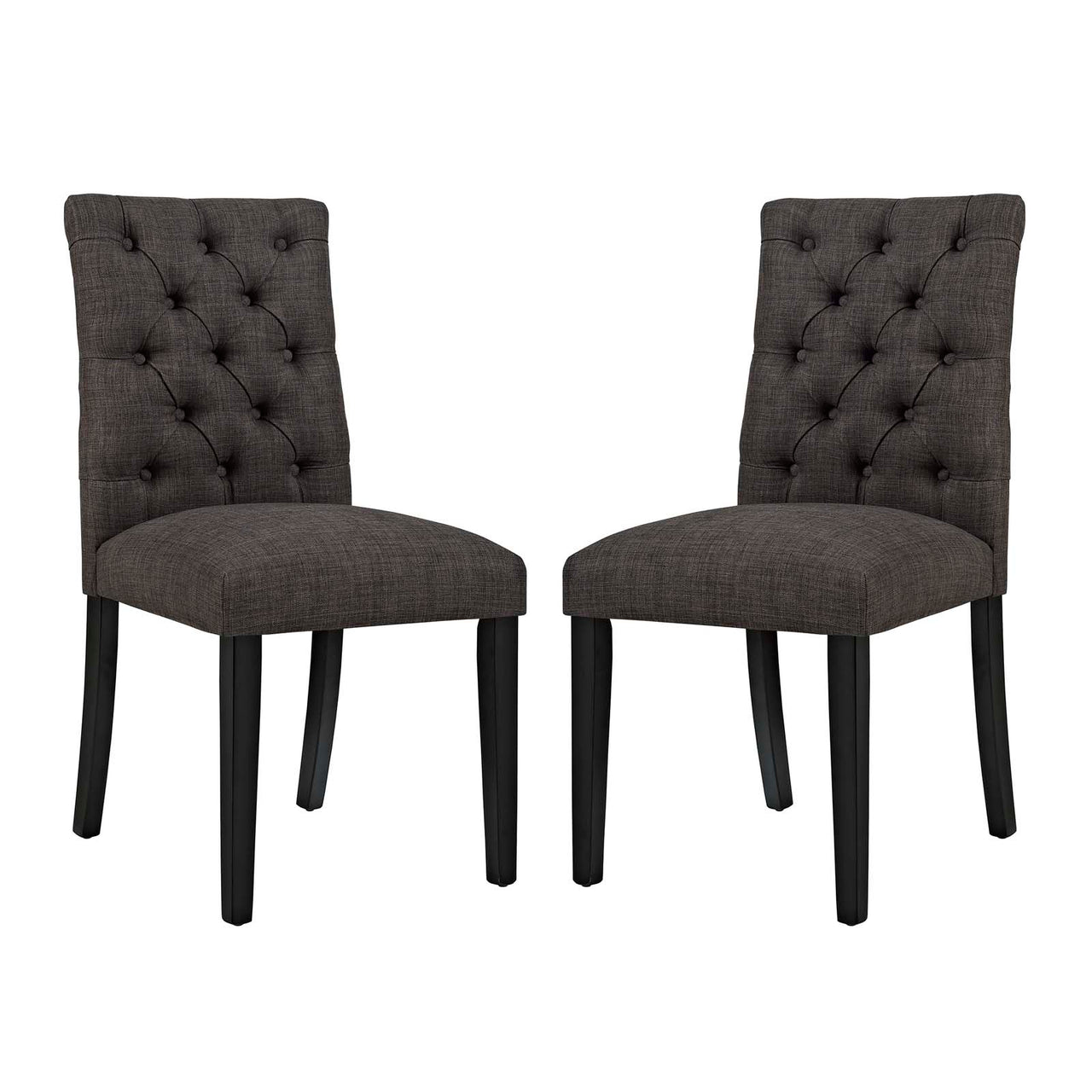 Heiress Upholstered Fabric Dining Chair Set of 2, Brown