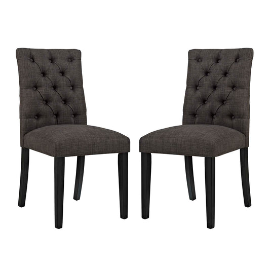 Heiress Upholstered Fabric Dining Chair Set of 2, Brown