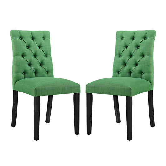 Heiress Upholstered Fabric Dining Chair Set of 2, Green