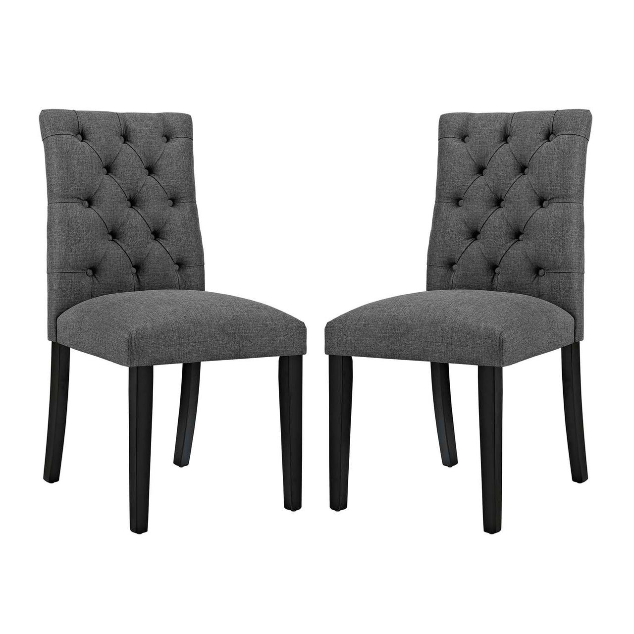 Heiress Upholstered Fabric Dining Chair Set of 2, Gray