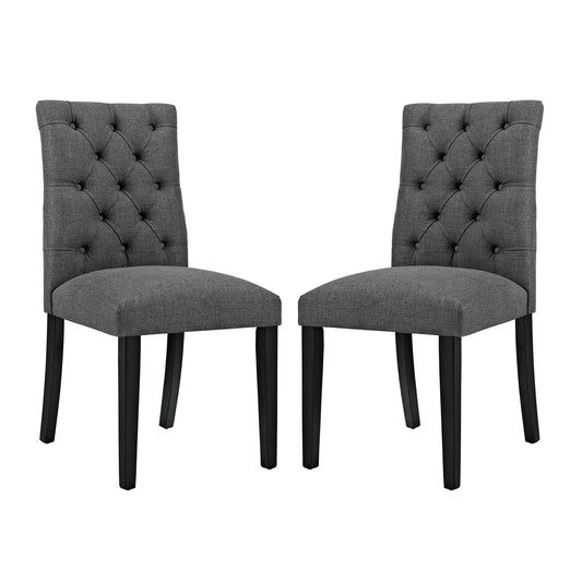 Heiress Upholstered Fabric Dining Chair Set of 2, Gray