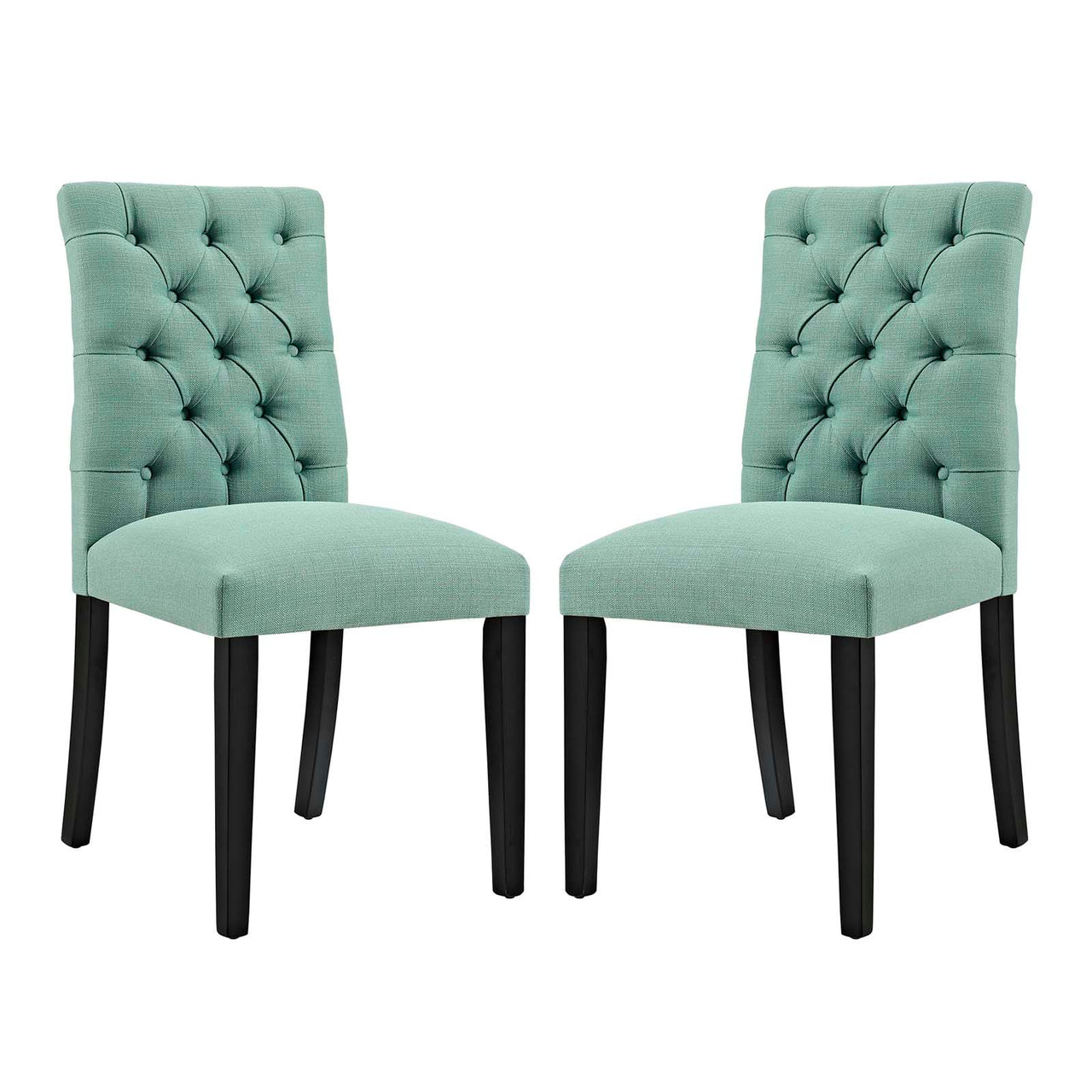 Heiress Upholstered Fabric Dining Chair Set of 2, Aqua Green