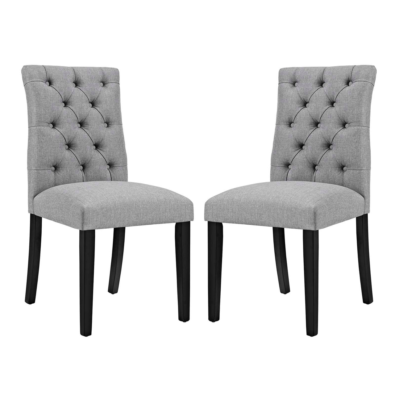 Heiress Upholstered Fabric Dining Chair Set of 2, Light Gray