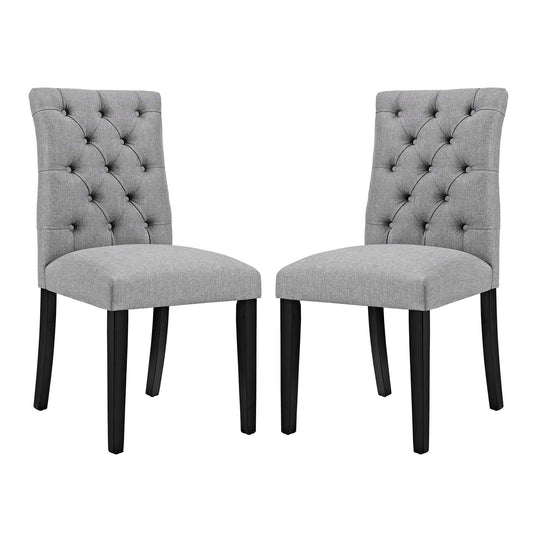 Heiress Upholstered Fabric Dining Chair Set of 2, Light Gray