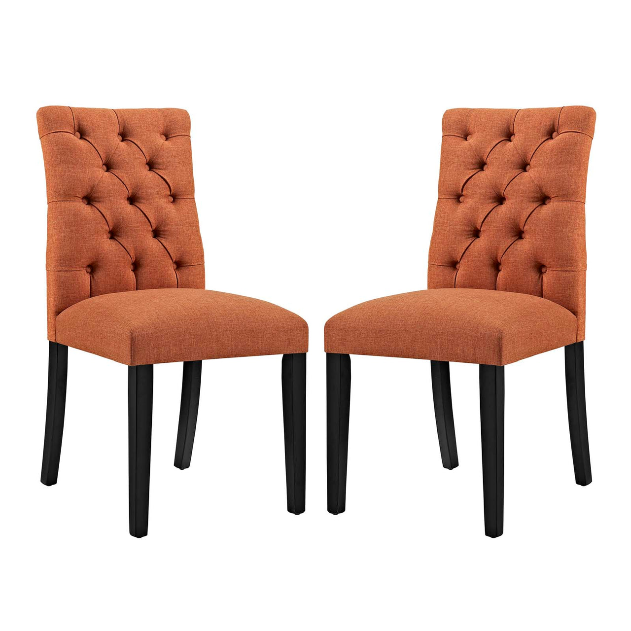 Heiress Upholstered Fabric Dining Chair Set of 2, Orange