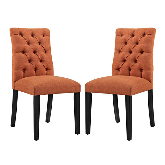 Heiress Upholstered Fabric Dining Chair Set of 2, Orange
