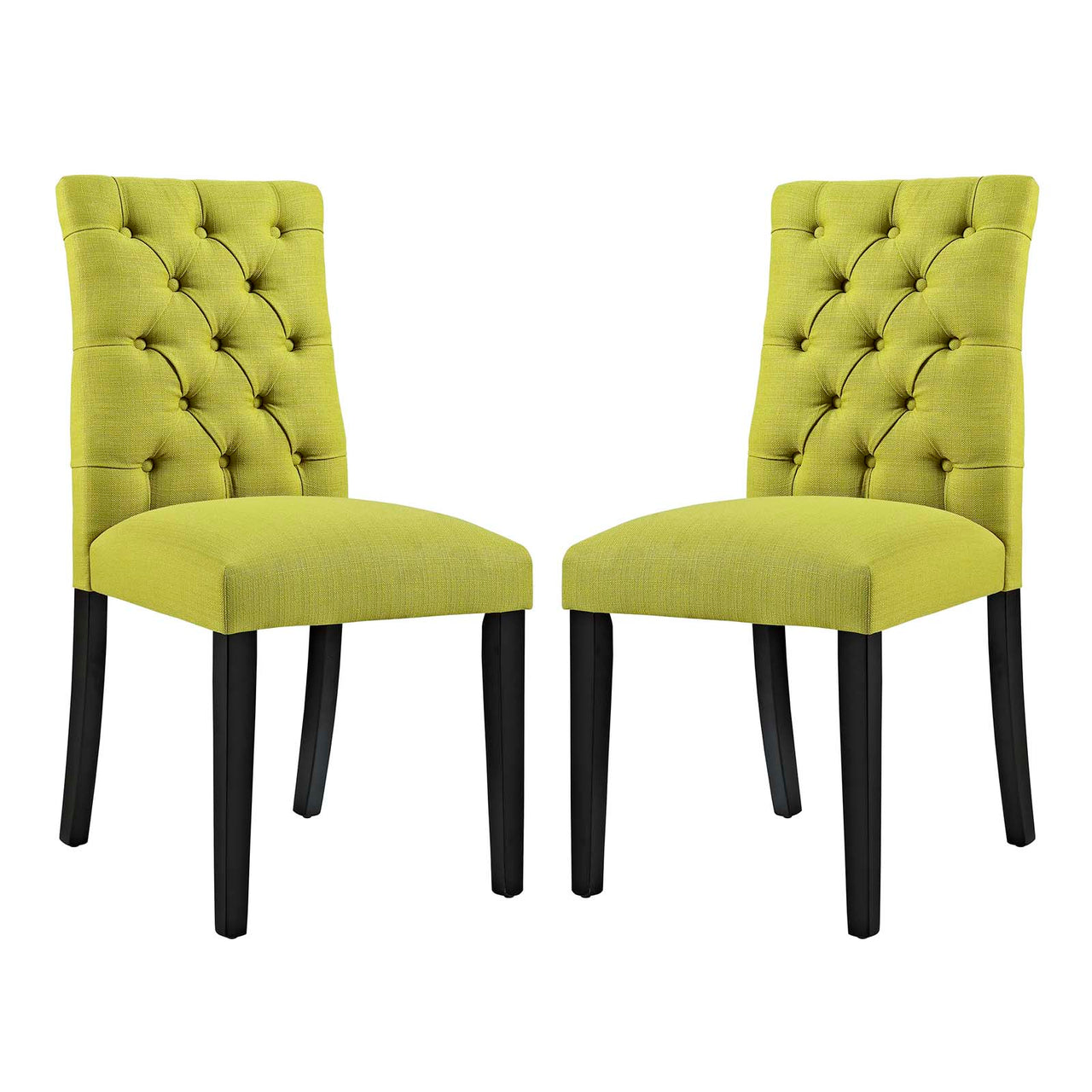 Heiress Upholstered Fabric Dining Chair Set of 2, Chartreuse