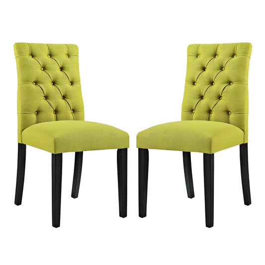 Heiress Upholstered Fabric Dining Chair Set of 2, Chartreuse