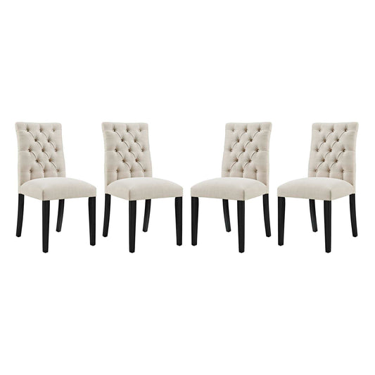 Heiress Upholstered Fabric Dining Chair Set of 4, Beige