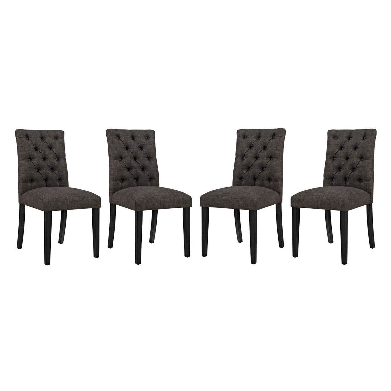 Heiress Upholstered Fabric Dining Chair Set of 4, Brown