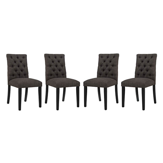 Heiress Upholstered Fabric Dining Chair Set of 4, Brown