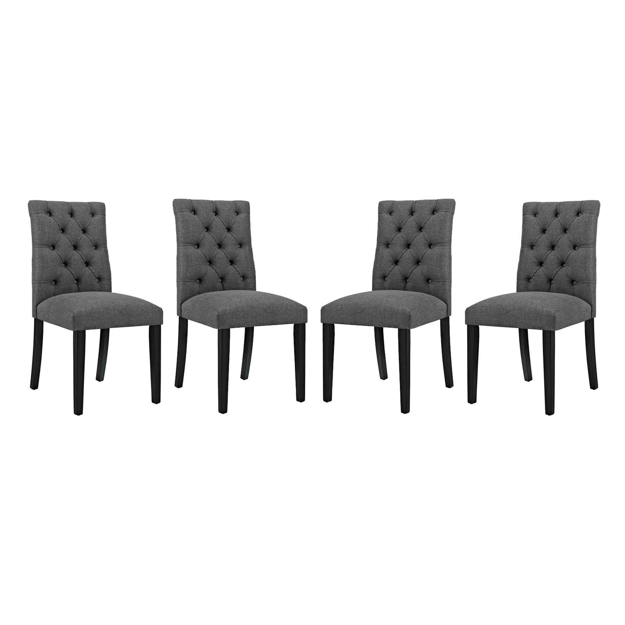Heiress Upholstered Fabric Dining Chair Set of 4, Gray