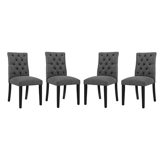 Heiress Upholstered Fabric Dining Chair Set of 4, Gray