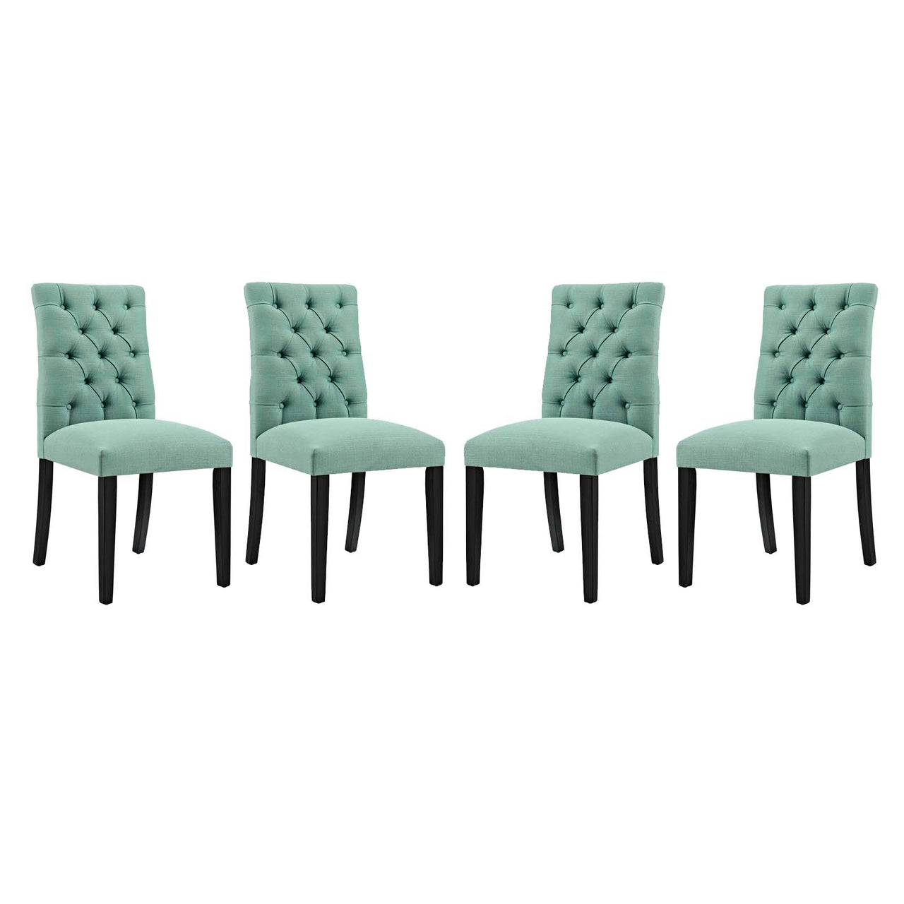 Heiress Upholstered Fabric Dining Chair Set of 4, Aqua Green