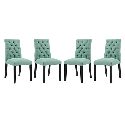 Heiress Upholstered Fabric Dining Chair Set of 4, Aqua Green