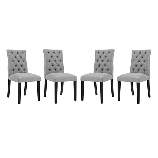 Heiress Upholstered Fabric Dining Chair Set of 4, Light Gray