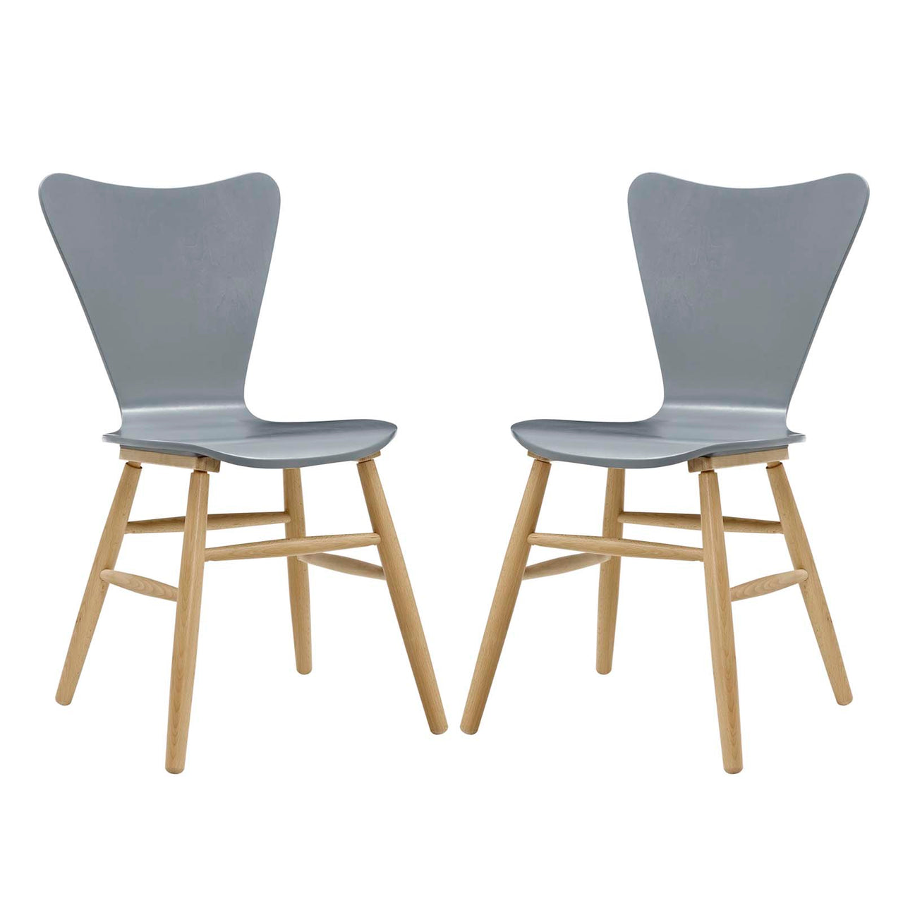 Streamline Contour Dining Chair Set of 2, Gray