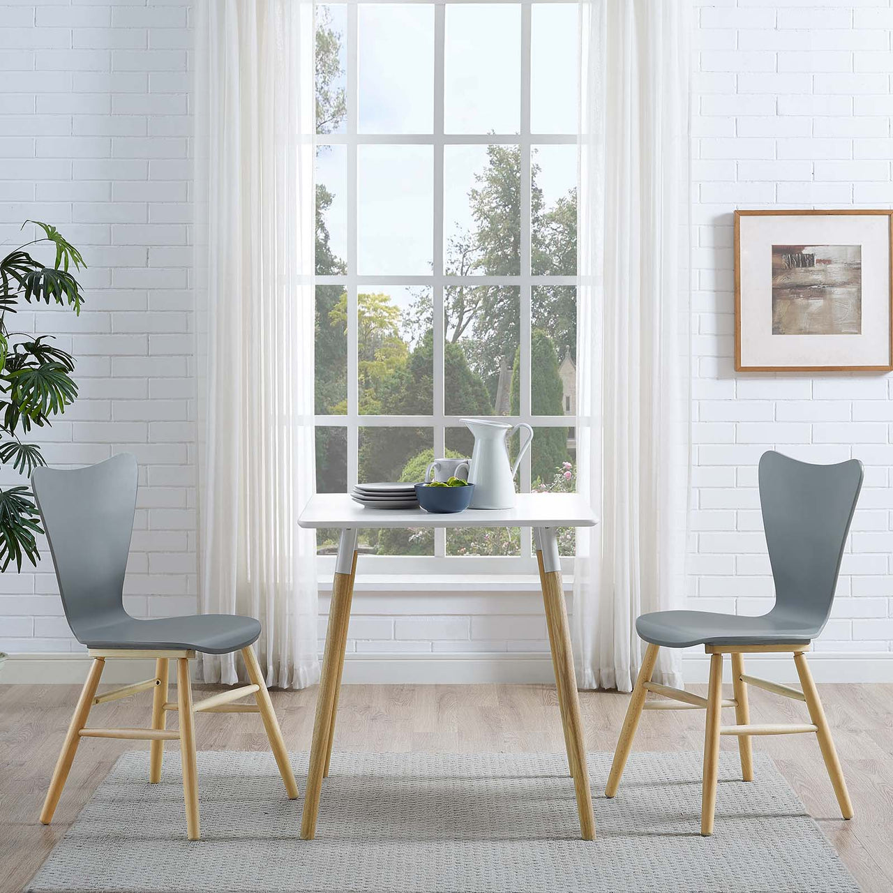 Streamline Contour Dining Chair Set of 2, Gray