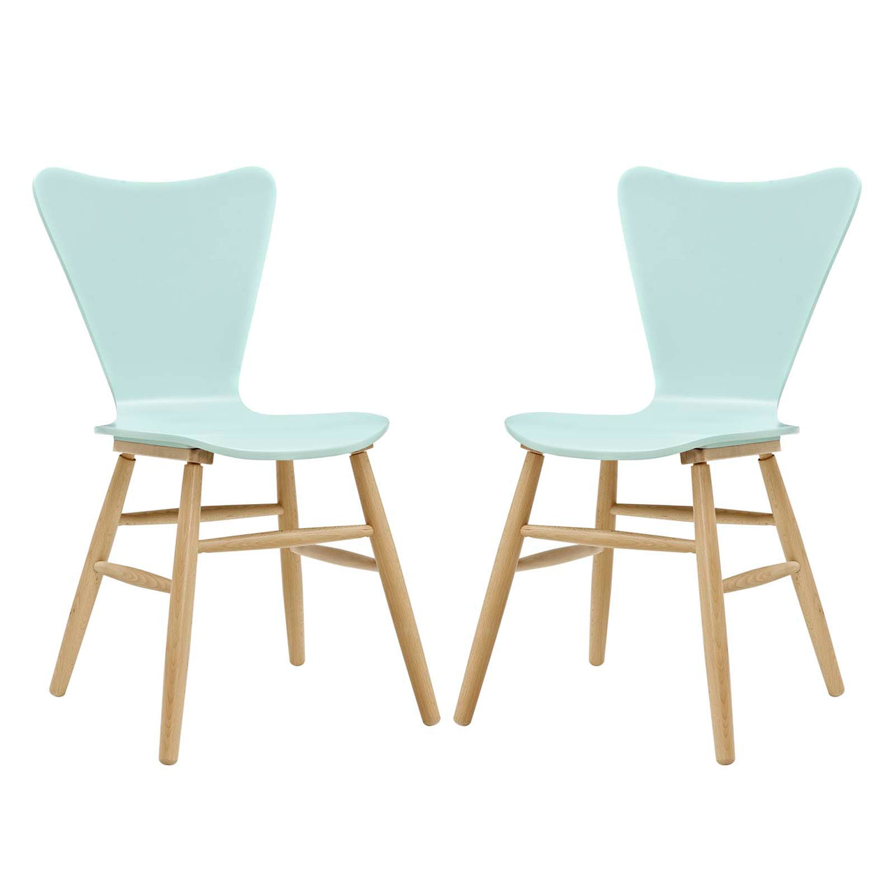 Streamline Contour Dining Chair Set of 2, Light Blue