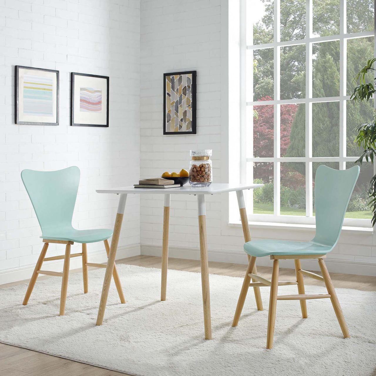 Streamline Contour Dining Chair Set of 2, Light Blue