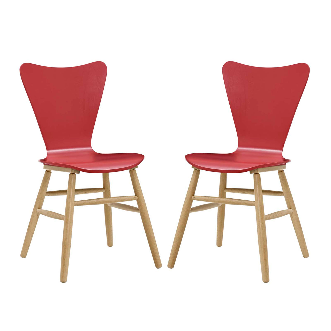 Streamline Contour Dining Chair Set of 2, Red