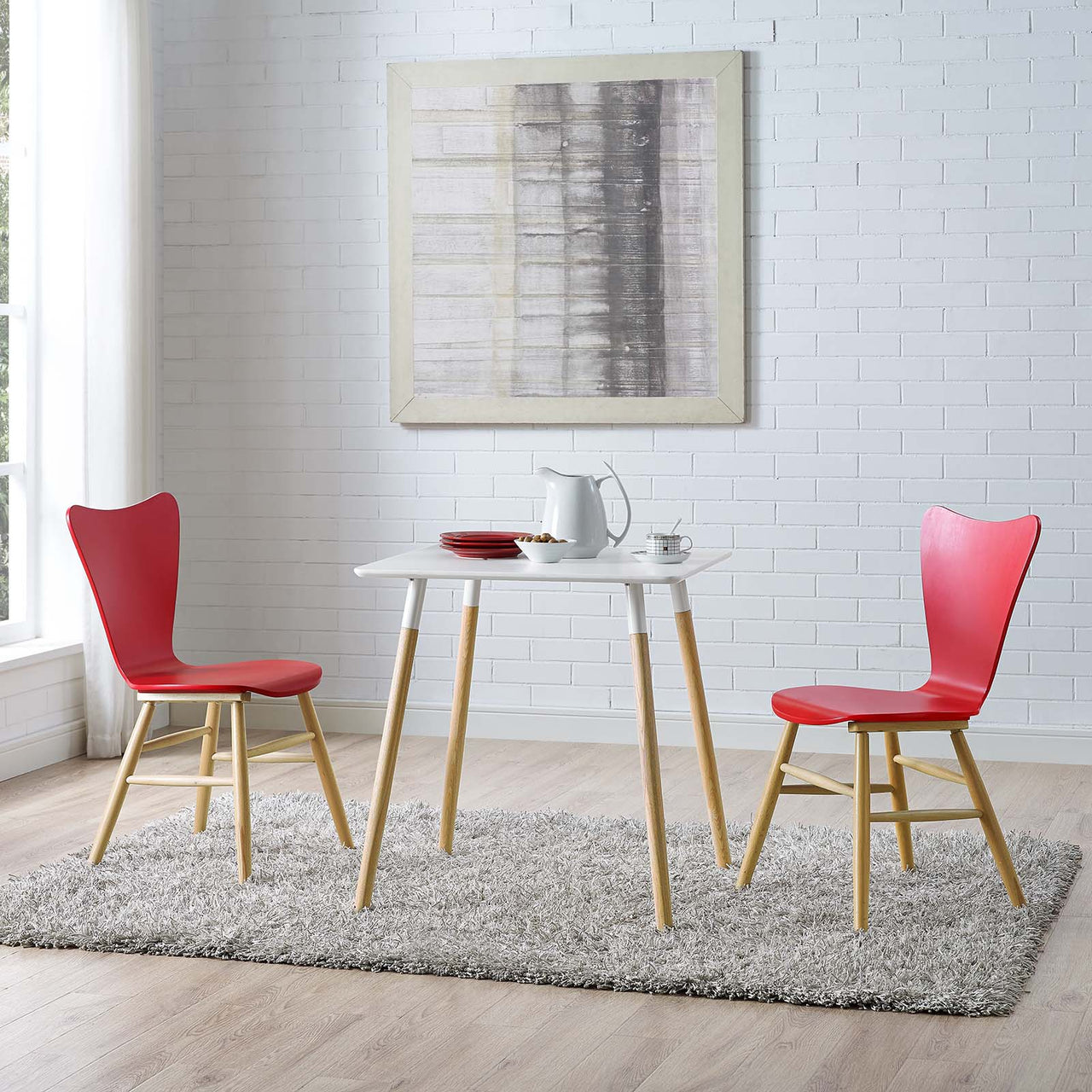Streamline Contour Dining Chair Set of 2, Red