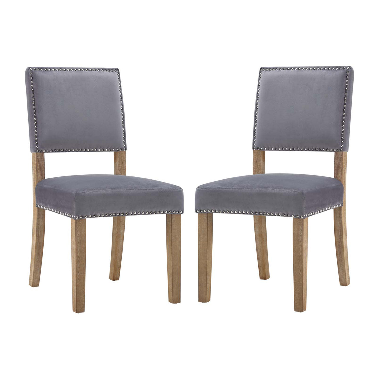 Lucy Velvet Dining Chair Set of 2, Gray