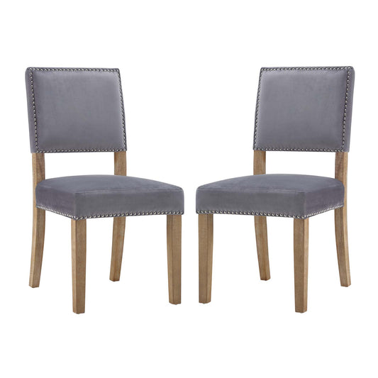 Lucy Velvet Dining Chair Set of 2, Gray