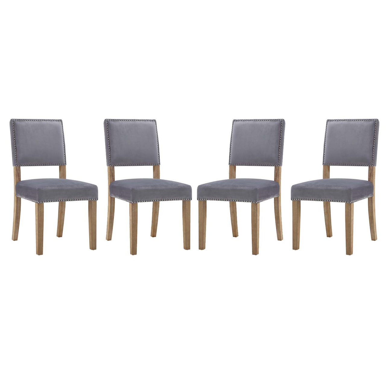 Lucy Velvet Dining Chair Set of 4, Gray