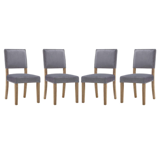 Lucy Velvet Dining Chair Set of 4, Gray